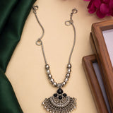 Zarmina Oxidized Necklace - Black Stone