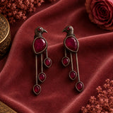 Meher Drop Bird Earring – Ruby Red