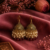 Maroon Zahra Pearl Jhumka