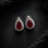 Ruby Teardrop Zircon Earrings