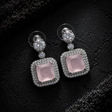 Roselle Square Zircon Earrings